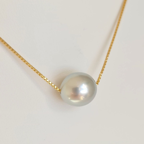 Fakarava - Collier Or Laminé 14 carats et Véritable Perle de Tahiti