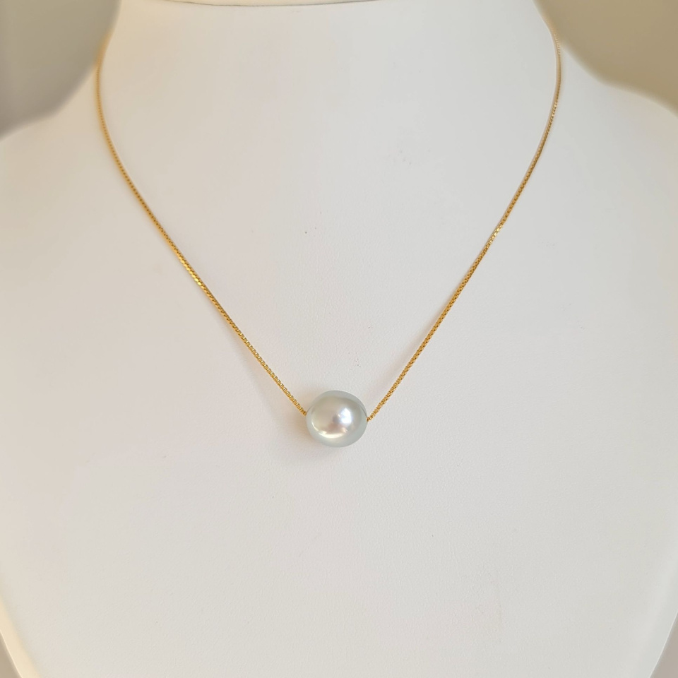 Fakarava - Collier Or Laminé 14 carats et Véritable Perle de Tahiti