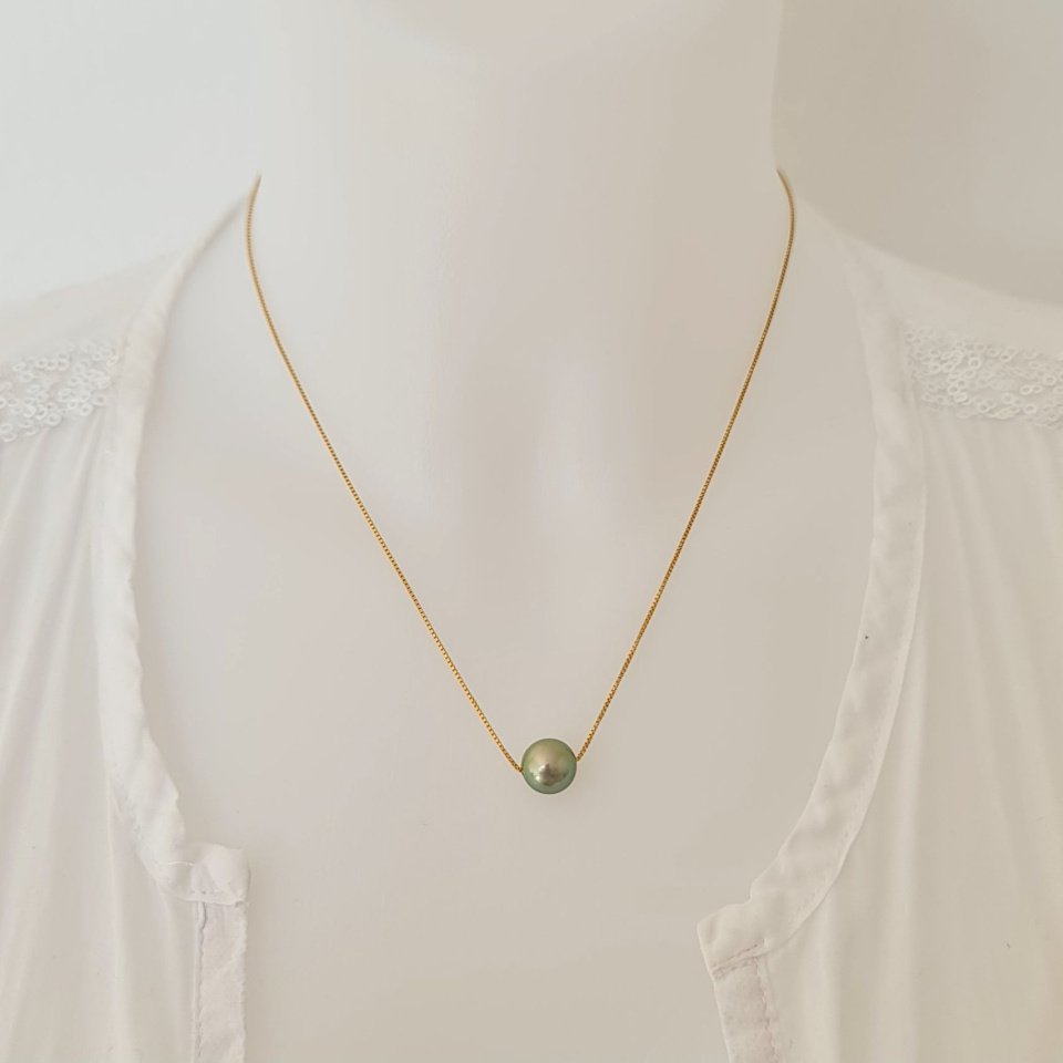 Fakarava - Collier Or Laminé 14 carats et Véritable Perle de Tahiti
