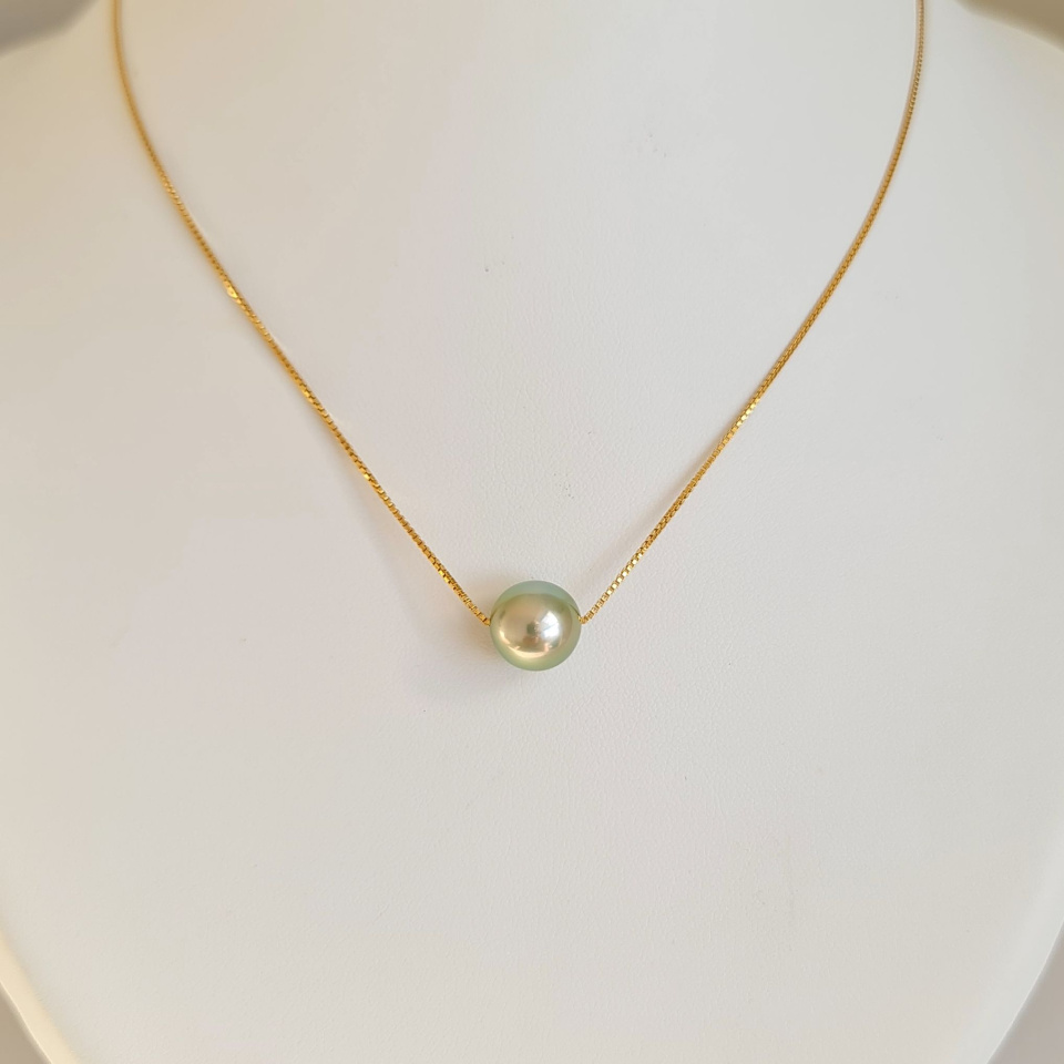 Fakarava - Collier Or Laminé 14 carats et Véritable Perle de Tahiti