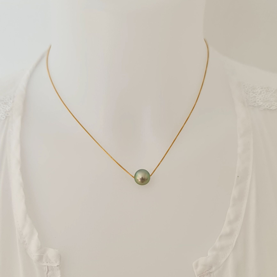 Fakarava - Collier Or Laminé 14 carats et Véritable Perle de Tahiti