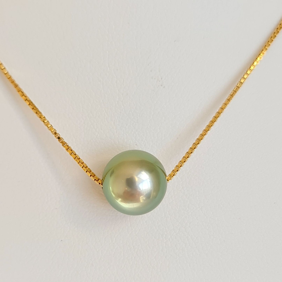 Fakarava - Collier Or Laminé 14 carats et Véritable Perle de Tahiti