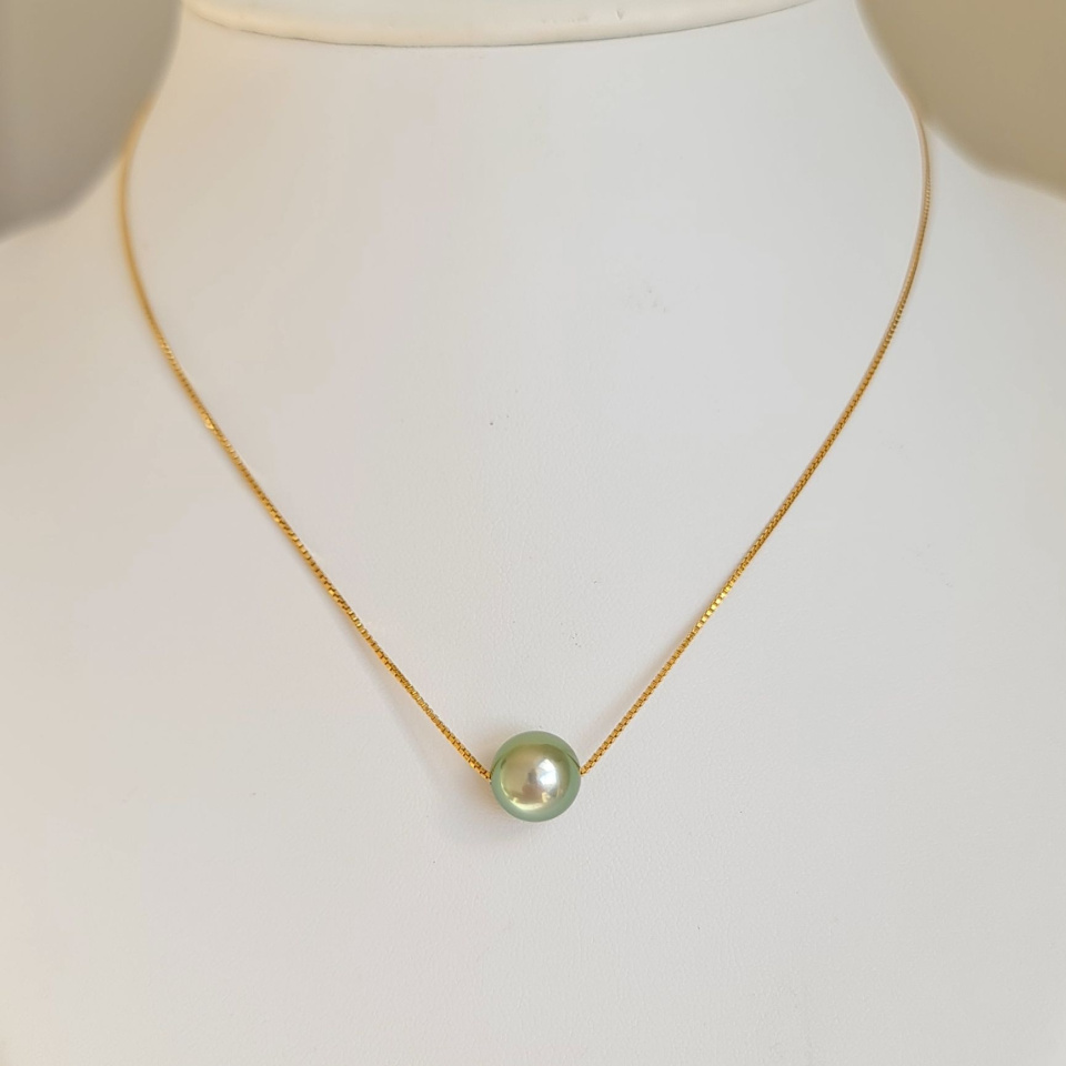 Fakarava - Collier Or Laminé 14 carats et Véritable Perle de Tahiti