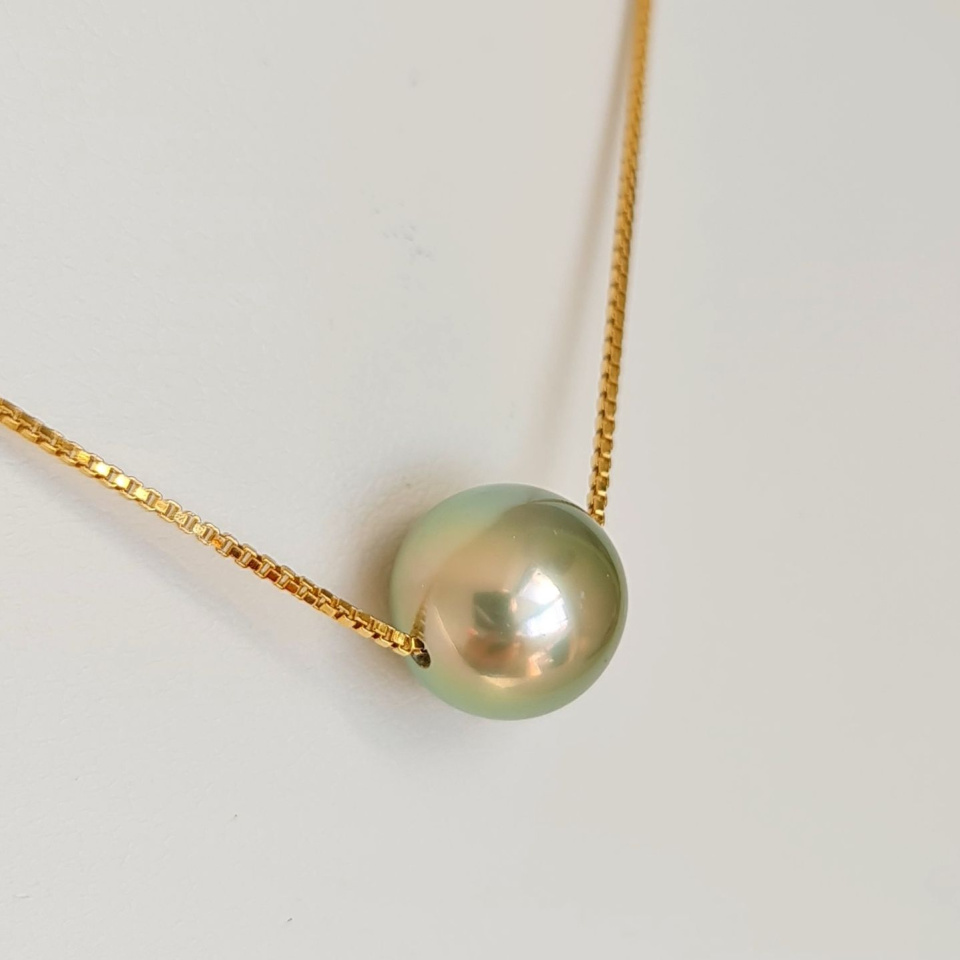 Fakarava - Collier Or Laminé 14 carats et Véritable Perle de Tahiti