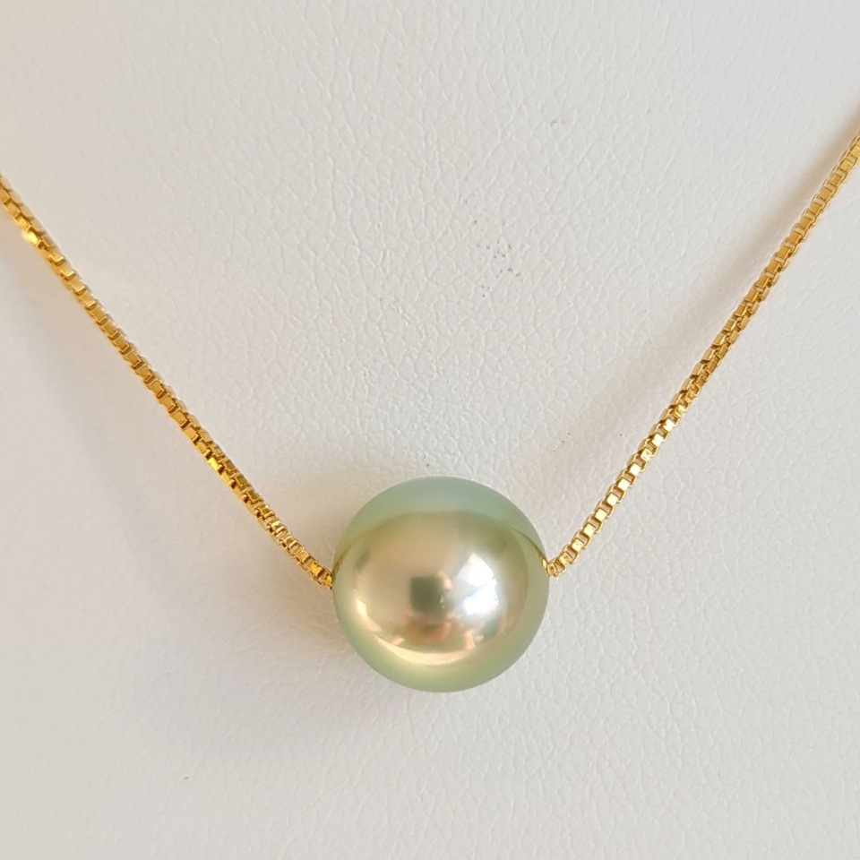 Fakarava - Collier Or Laminé 14 carats et Véritable Perle de Tahiti