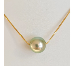 Fakarava - Collier Or Laminé 14 carats et Véritable Perle de Tahiti