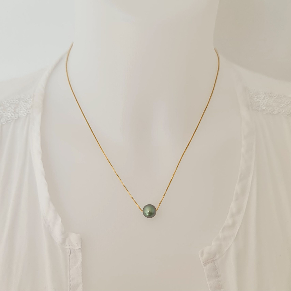 Fakarava - Collier Or Laminé 14 carats et Véritable Perle de Tahiti