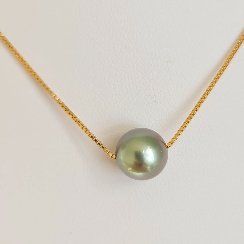 Fakarava - Collier Or Laminé 14 carats et Véritable Perle de Tahiti