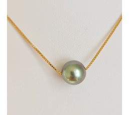 Fakarava - Collier Or Laminé 14 carats et Véritable Perle de Tahiti