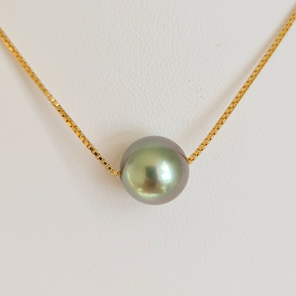 Fakarava - Collier Or Laminé 14 carats et Véritable Perle de Tahiti