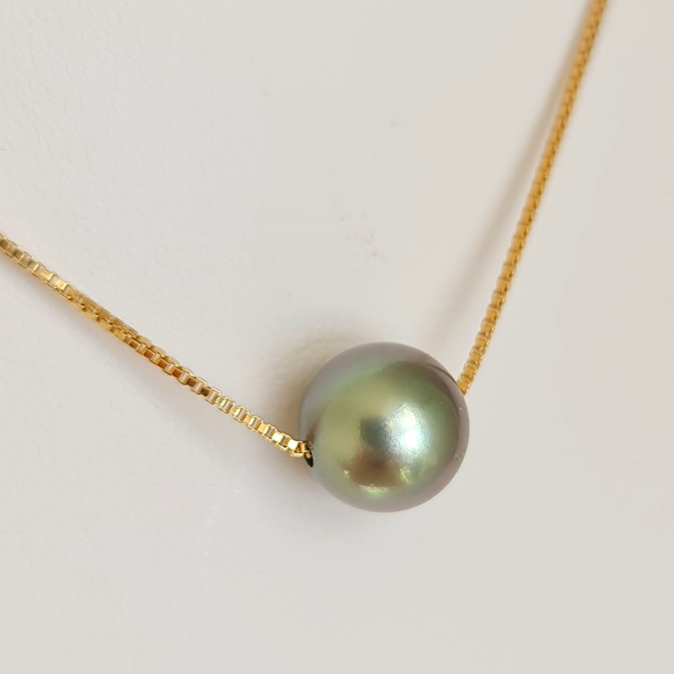 Fakarava - Collier Or Laminé 14 carats et Véritable Perle de Tahiti