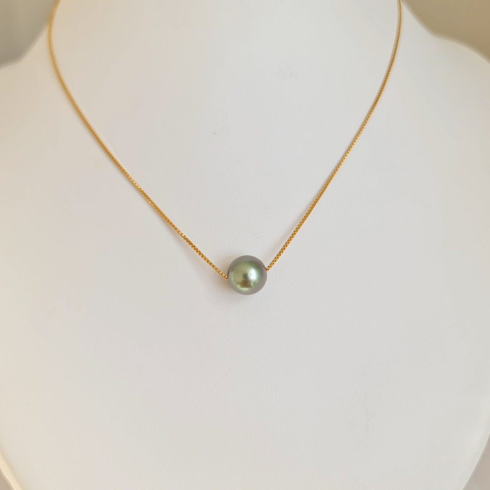 Fakarava - Collier Or Laminé 14 carats et Véritable Perle de Tahiti