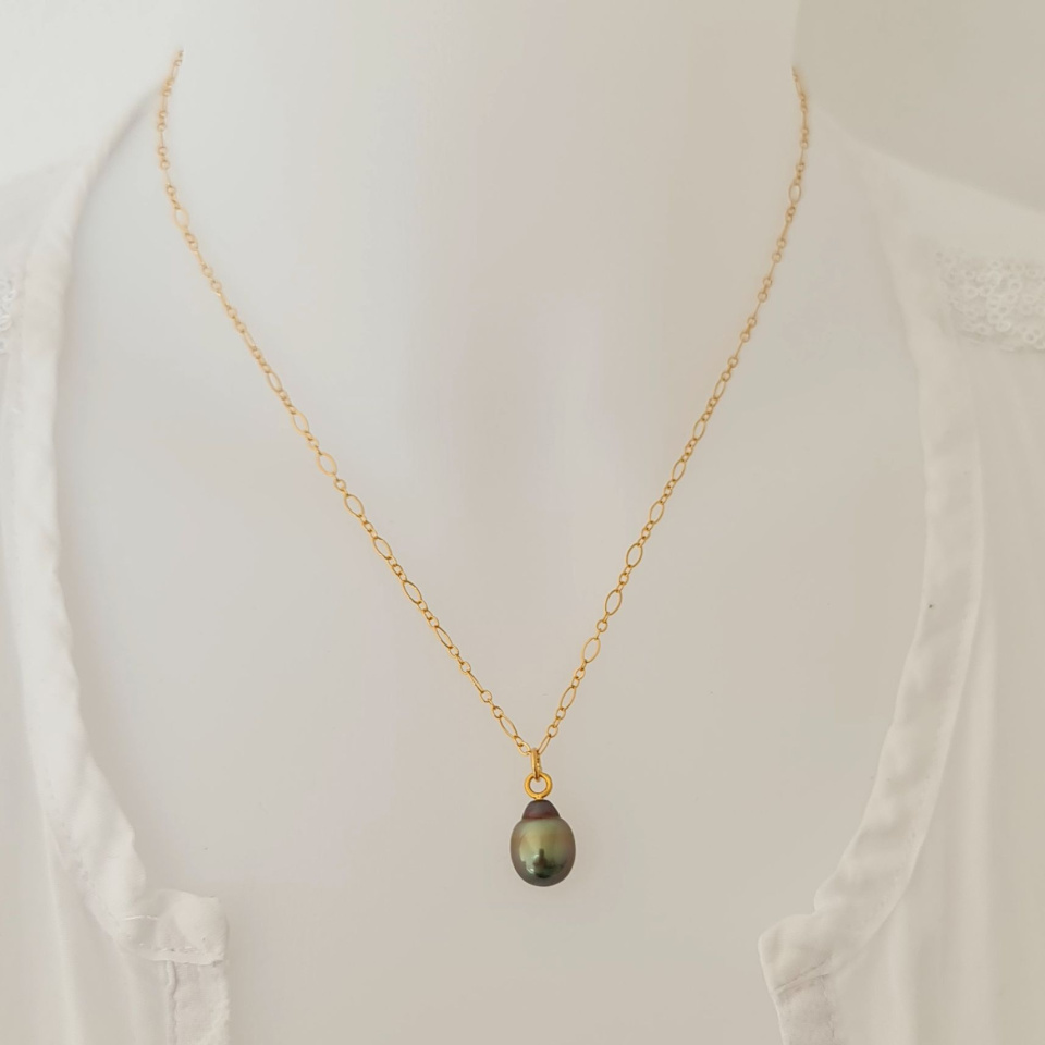 Fantaisie - Collier Plaqué Or Haute qualité et Perle de Tahiti d'exception