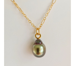 Fantaisie - Collier Plaqué Or Haute qualité et Perle de Tahiti d'exception