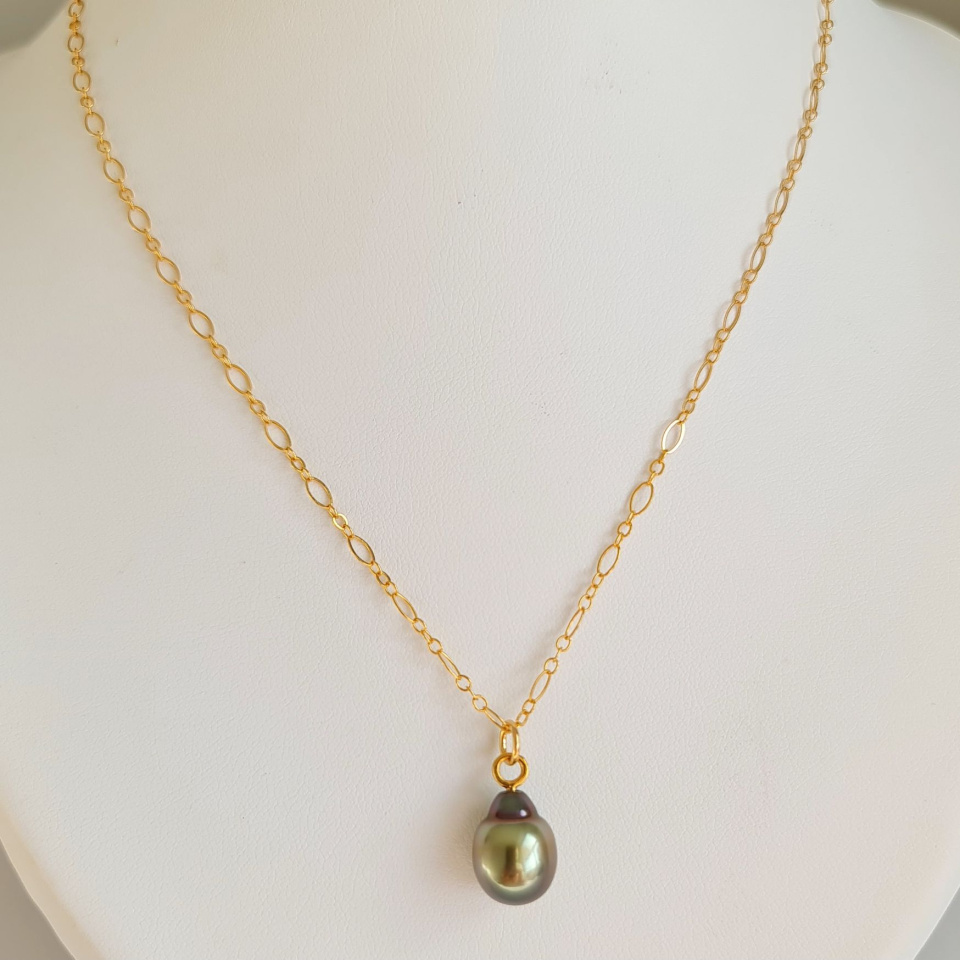 Fantaisie - Collier Plaqué Or Haute qualité et Perle de Tahiti d'exception