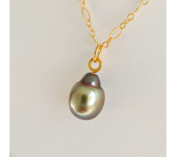 Fantaisie - Collier Plaqué Or Haute qualité et Perle de Tahiti d'exception