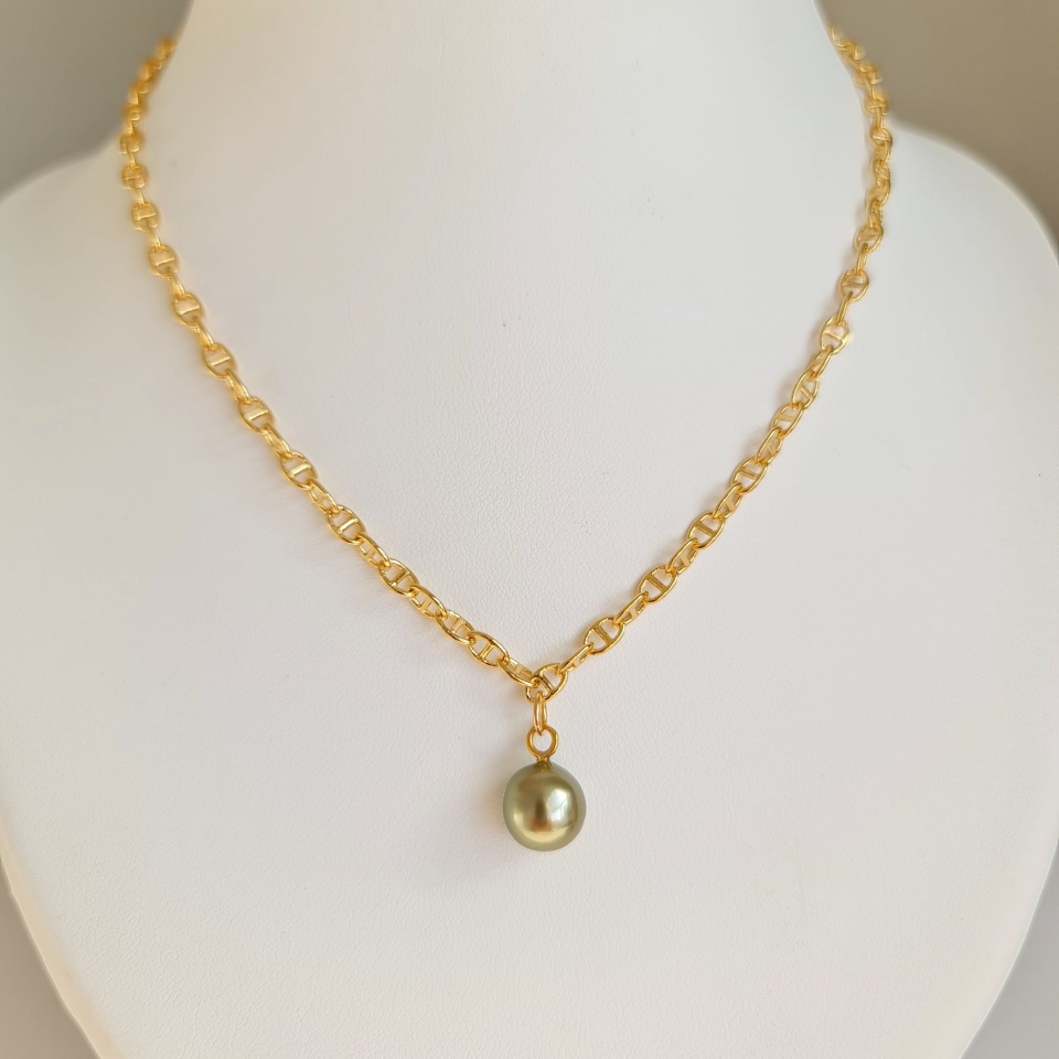 Marine - Collier Plaqué Or Haute qualité et Perle de Tahiti d'exception