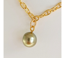 Marine - Collier Plaqué Or Haute qualité et Perle de Tahiti d'exception