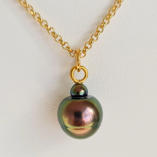 Tubuai - Collier Plaqué Or Haute qualité et Perle de Tahiti d'exception