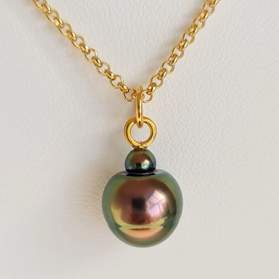 Tubuai - Collier Plaqué Or Haute qualité et Perle de Tahiti d'exception
