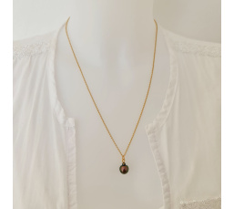 Tubuai - Collier Plaqué Or Haute qualité et Perle de Tahiti d'exception