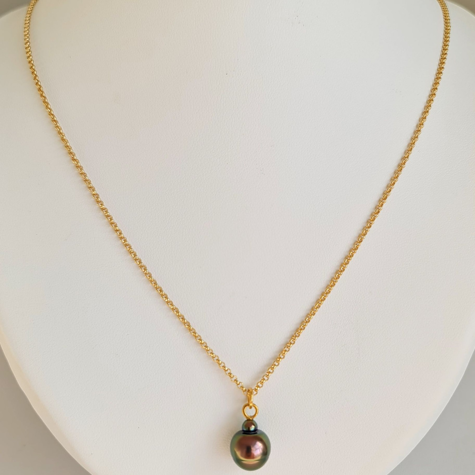 Tubuai - Collier Plaqué Or Haute qualité et Perle de Tahiti d'exception
