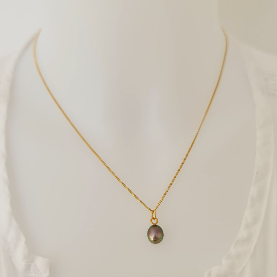 Hikueru - Collier Plaqué Or Haute qualité et Perle de Tahiti d'exception