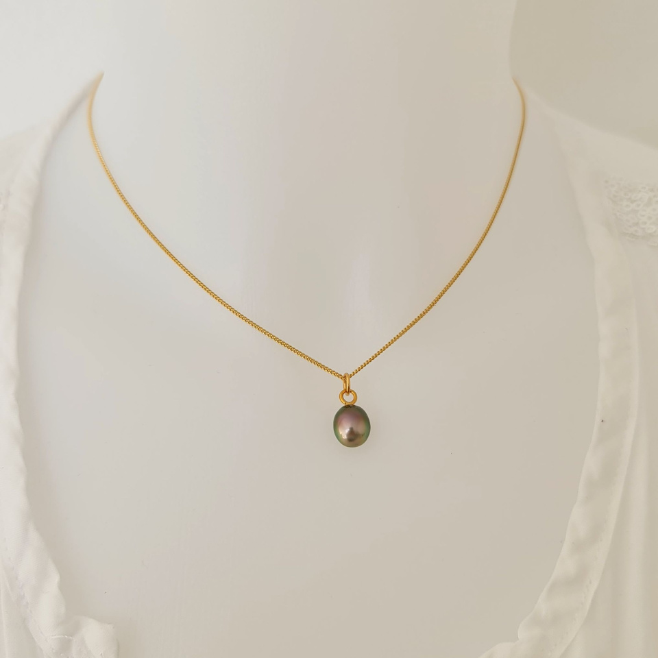 Hikueru - Collier Plaqué Or Haute qualité et Perle de Tahiti d'exception