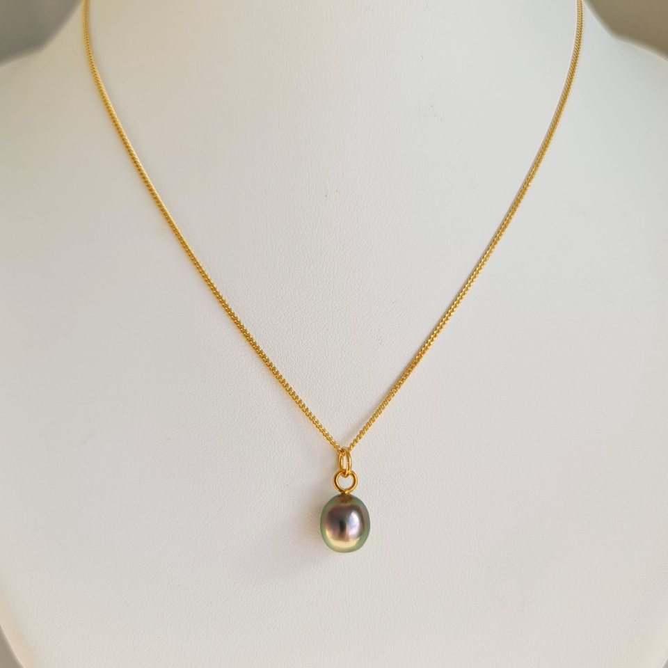 Hikueru - Collier Plaqué Or Haute qualité et Perle de Tahiti d'exception