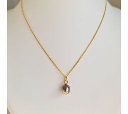 Hikueru - Collier Plaqué Or Haute qualité et Perle de Tahiti d'exception