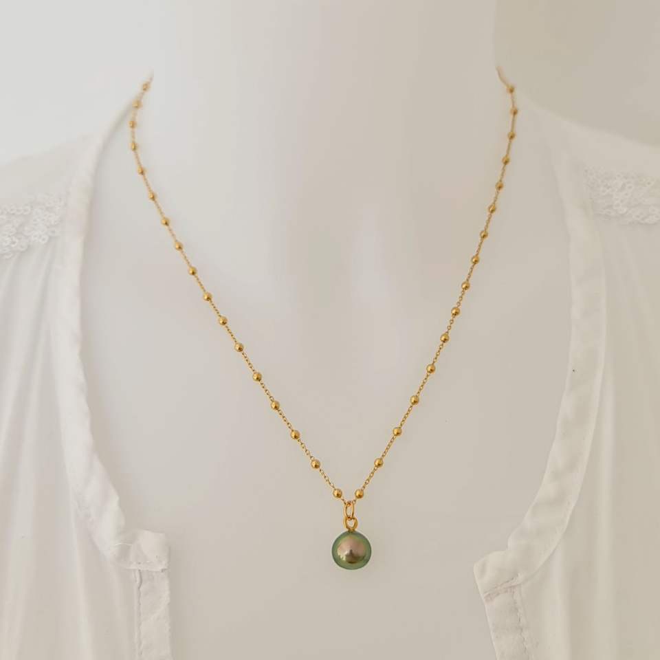 Manihi - Collier Plaqué Or Haute qualité et Perle de Tahiti d'Exception