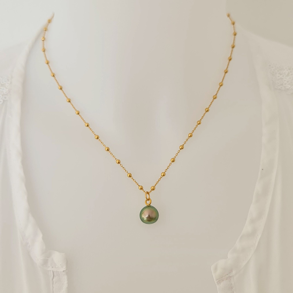 Manihi - Collier Plaqué Or Haute qualité et Perle de Tahiti d'Exception