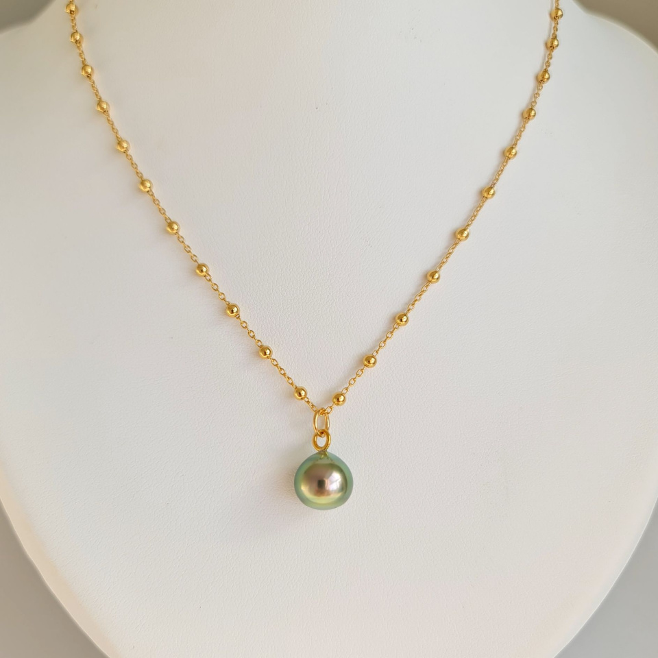 Manihi - Collier Plaqué Or Haute qualité et Perle de Tahiti d'Exception