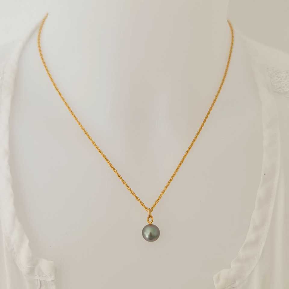 Takapoto - Collier Plaqué Or Haute qualité et Perle de Tahiti d'exception