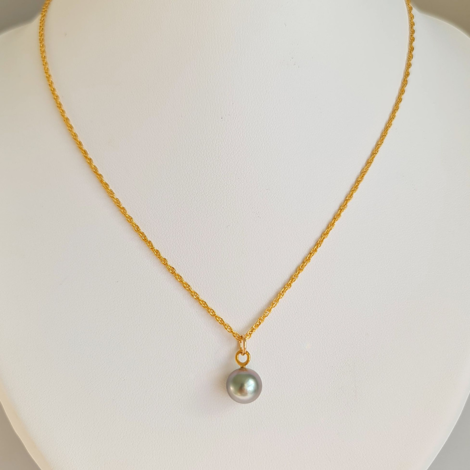 Takapoto - Collier Plaqué Or Haute qualité et Perle de Tahiti d'exception