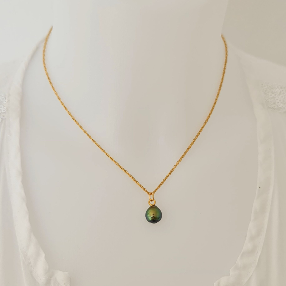 Takapoto - Collier Plaqué Or Haute qualité et Perle de Tahiti d'exception