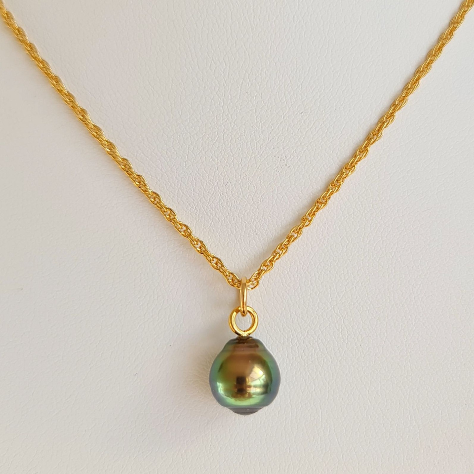 Takapoto - Collier Plaqué Or Haute qualité et Perle de Tahiti d'exception