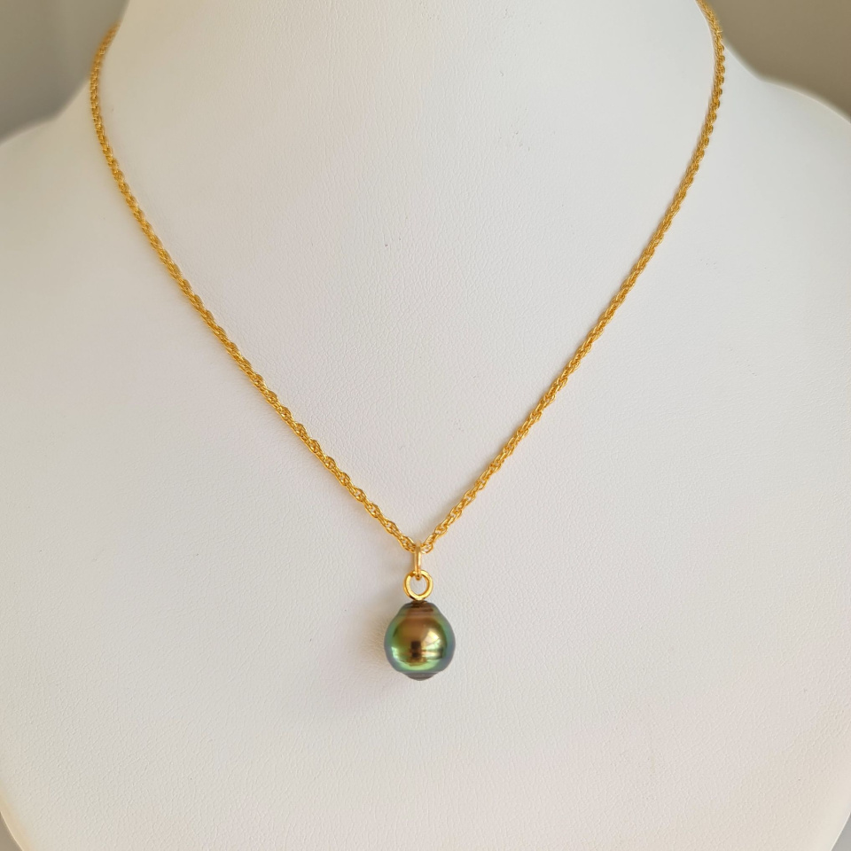 Takapoto - Collier Plaqué Or Haute qualité et Perle de Tahiti d'exception