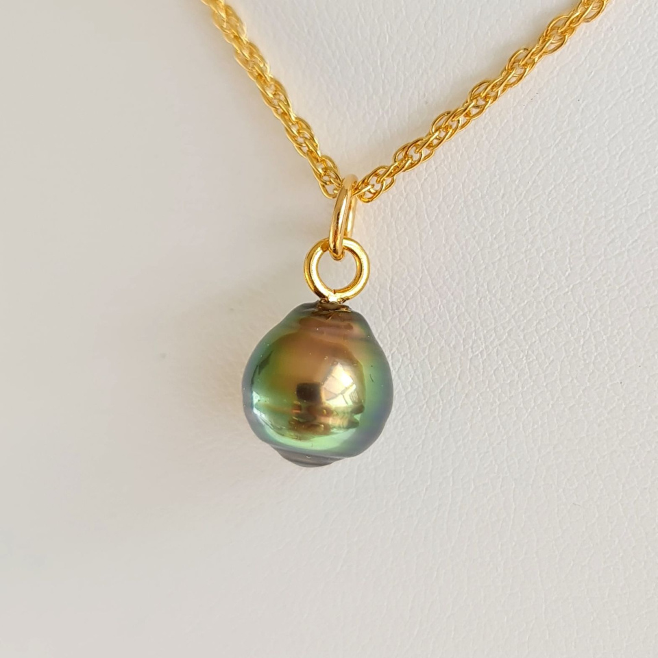 Takapoto - Collier Plaqué Or Haute qualité et Perle de Tahiti d'exception