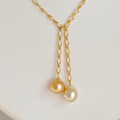 Le Soleil et la Lune d'Ôr - Collier Plaqué Or Haute qualité et Perles des Mers du Sud