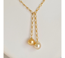 Le Soleil et la Lune d'Ôr - Collier Plaqué Or Haute qualité et Perles des Mers du Sud