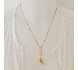 Le Soleil et la Lune d'Ôr - Collier Plaqué Or Haute qualité et Perles des Mers du Sud