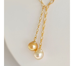 Le Soleil et la Lune d'Ôr - Collier Plaqué Or Haute qualité et Perles des Mers du Sud