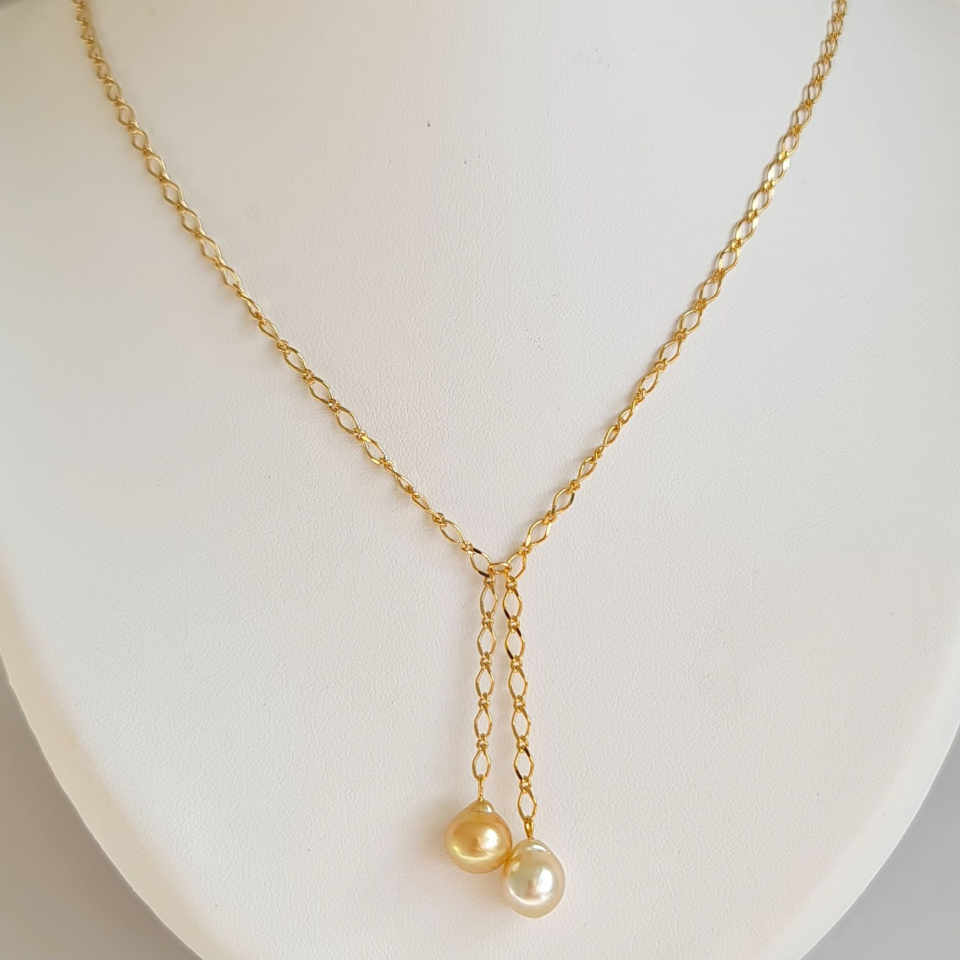 Le Soleil et la Lune d'Ôr - Collier Plaqué Or Haute qualité et Perles des Mers du Sud