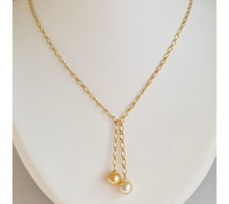 Le Soleil et la Lune d'Ôr - Collier Plaqué Or Haute qualité et Perles des Mers du Sud