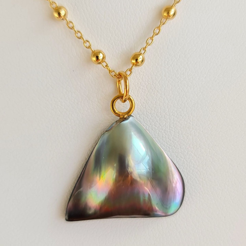 Rangiroa - Collier Plaqué Or Haute qualité et Mabe de Tahiti d'Exception