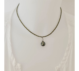 Éclats - Collier oxydes de zirconium, argent rhodié et Perle de Tahiti