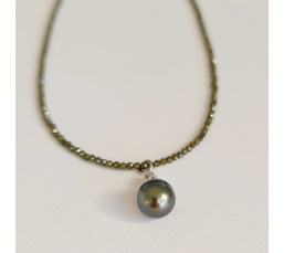 Éclats - Collier oxydes de zirconium, argent rhodié et Perle de Tahiti