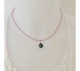 Éclats - Collier oxydes de zirconium, argent rhodié et Perle de Tahiti