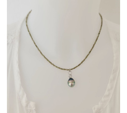 Éclats - Collier oxydes de zirconium, argent rhodié et Perle de Tahiti